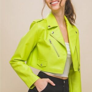 Electric lime green motorcycle jacket